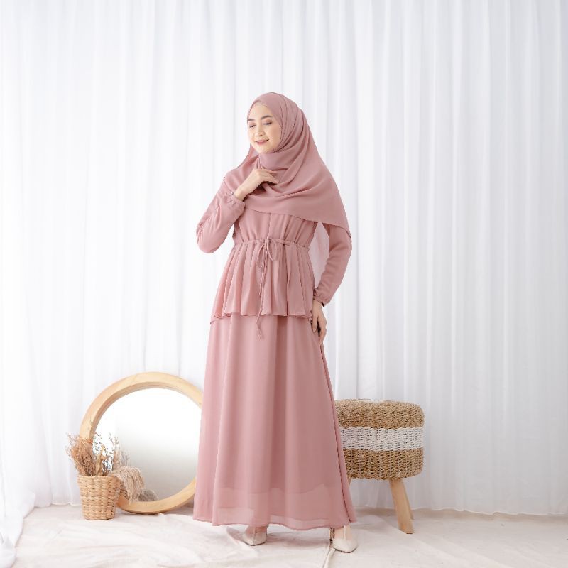 Gamis Mahira Set Ceruty By NAISHA bahan Ceruty babydoll Armani Terbaik
