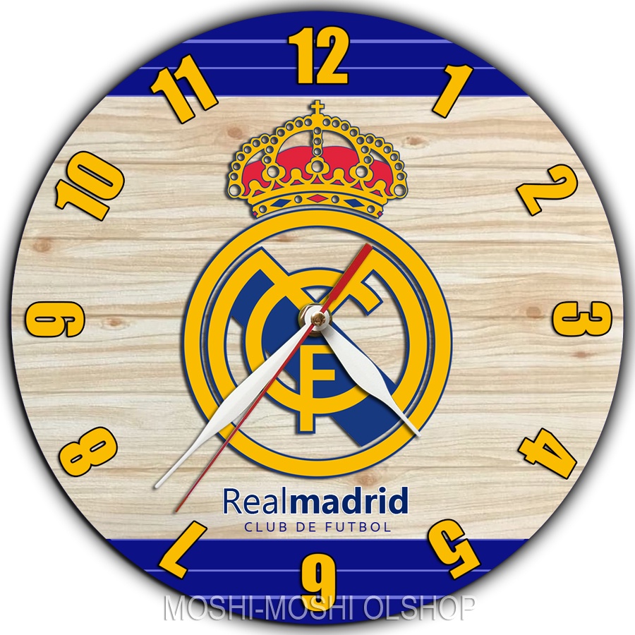 dinding Keren Club Jam Dinding Custom 30 cm dengan Motif Bola Spanyol Bahan MDF Anti Air Club Bola S