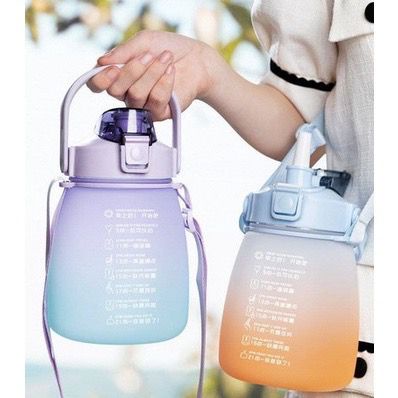 Botol Minum Pelangi 2 Liter 2L (Botol Motivasi Warna Gradasi 2000mL) / 1,3L / 1300 ml