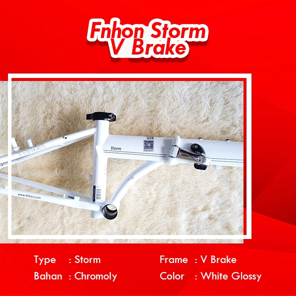 Frame Set Fnhon Storm V brake Vbrake White Putih Chromolly Sepeda Lipat not Gust Blast Discbrake