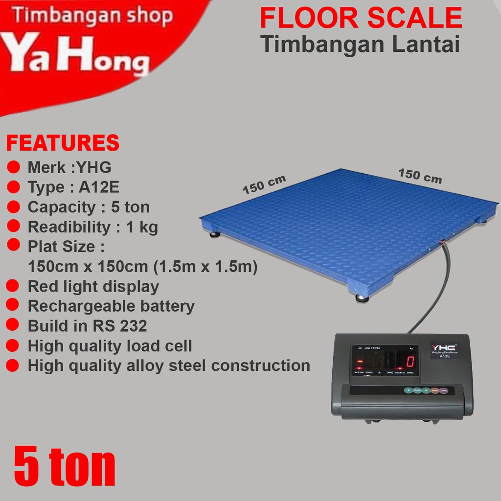 Timbangan Lantai Digital Timbangan Hewan Sapi Barang YHG A12E 1.5 m x 1.5 m 5ton 1kg
