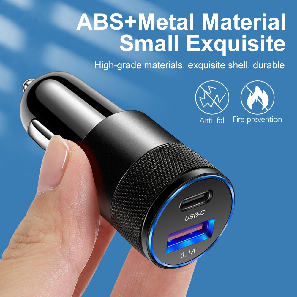 Adapter Charger Mobil 66w Usb 3.0 Tipe c Fast Charging Untuk Iphone 14 13 12 11 Pro Max Android