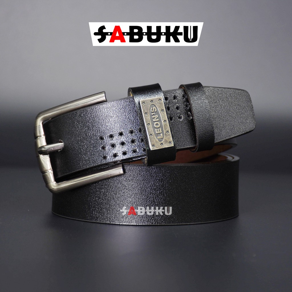 Ikat Pinggang Pria Model Tusuk Jarum Gesper Pria Gesper Kulit Imitasi Sabuk Pria - 001