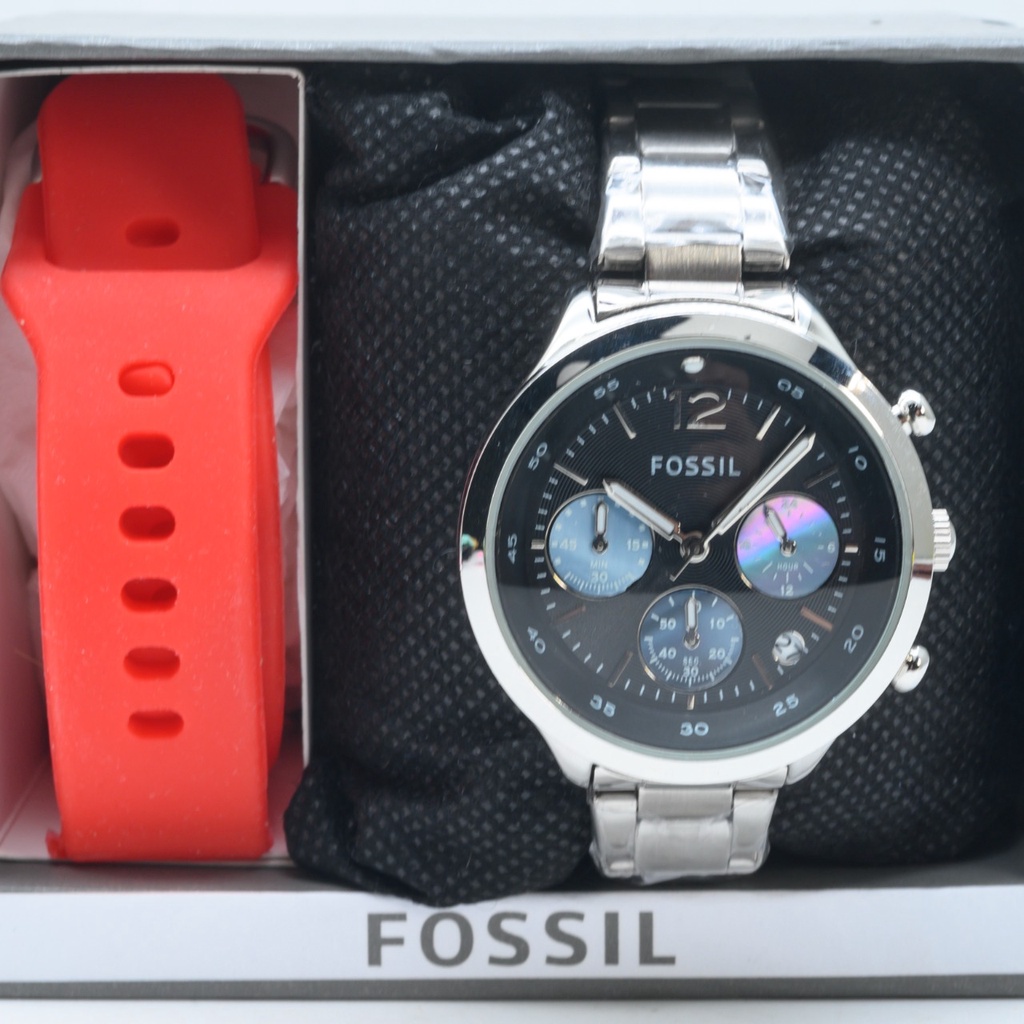 Jam Tangan Wanita FS Paket Chrono Rantai + Rubber