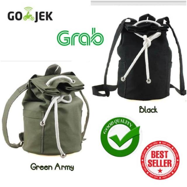 Korean Canvas Drawstring Backpack / Tas Backpack Tabung serut