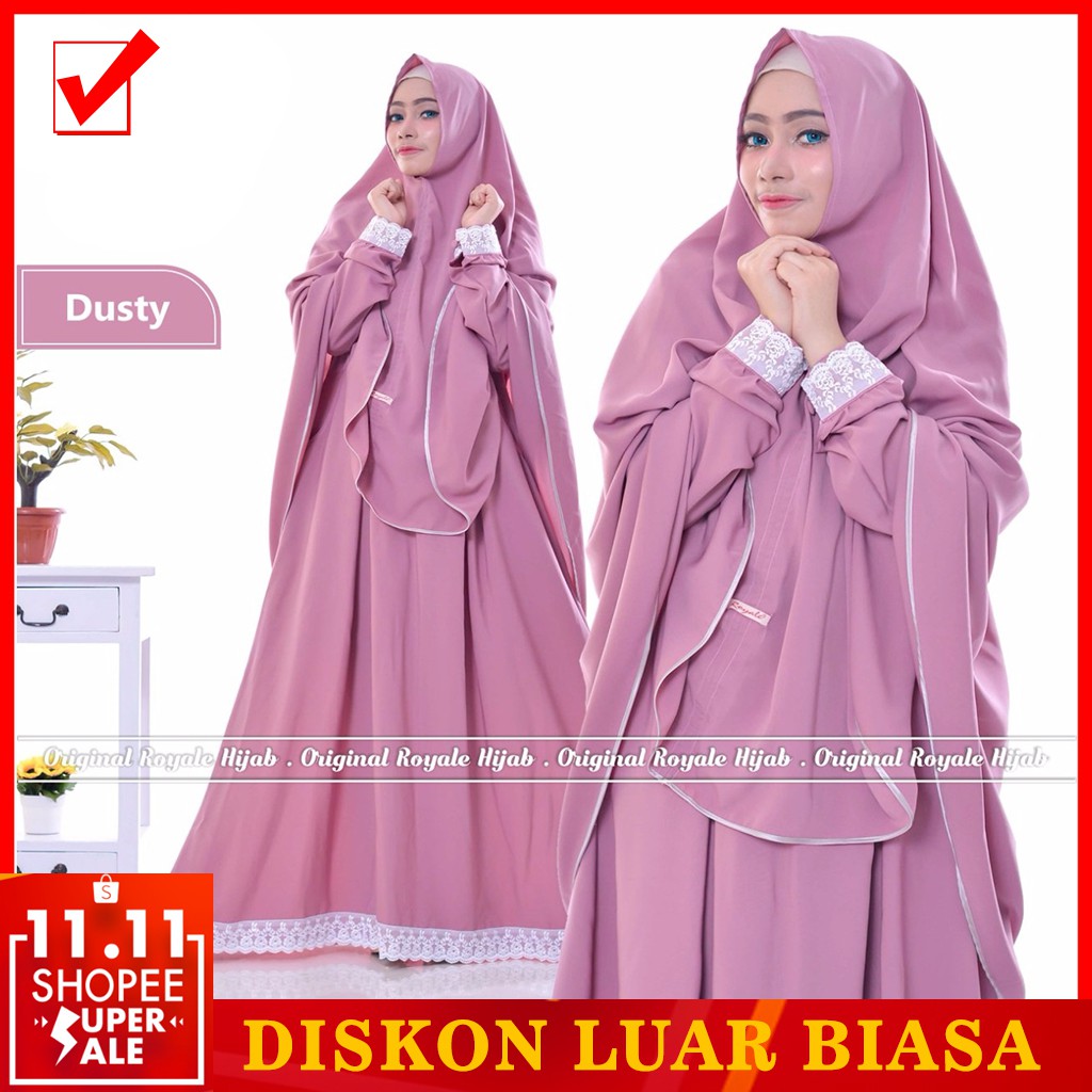 Baju Muslim Mayra Maryam Syari Gamis Jilbab Maxy Marun Coklat Cream