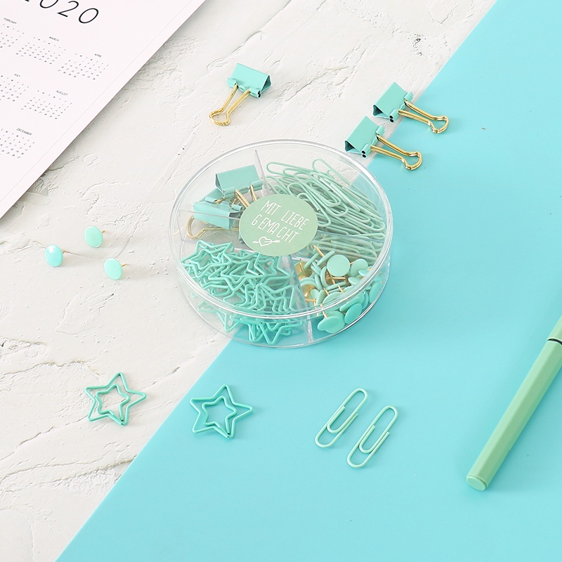 1box Metal Dovetail Paper Clip Pushpin Ticket Clip Mixed Package School Office Supplies