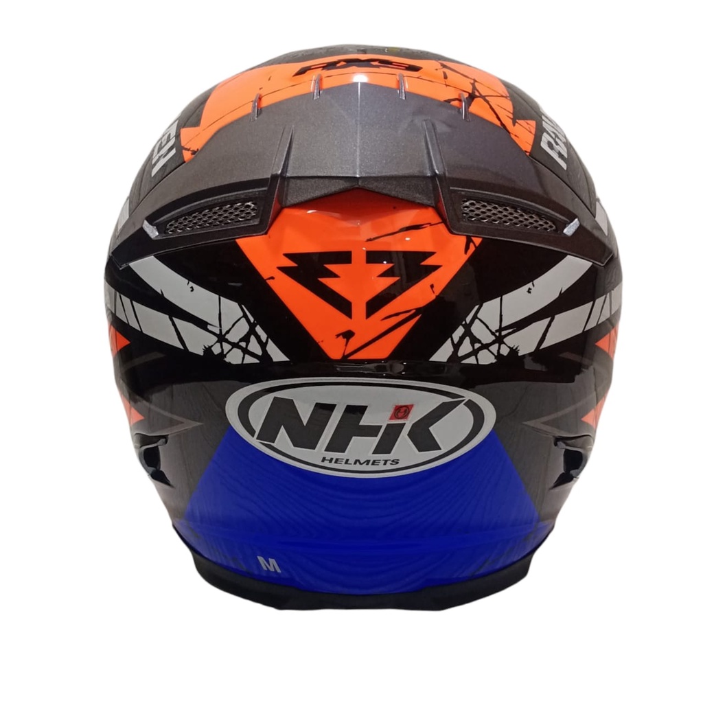 HELM NHK RX9 RACER X NINE RAVEN BLACK BLUE ORANGE DOUBLE VISOR FULL FACE ORIGINAL SNI