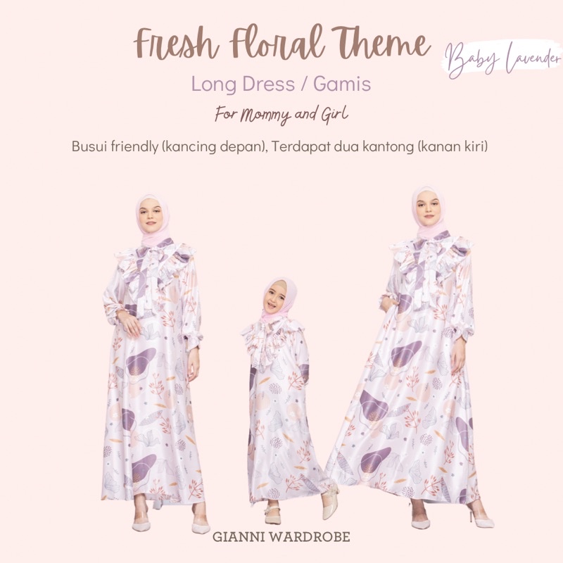 FRESH FLORAL - BABY LAVENDER - FAMILY SET DIJUAL TERPISAH-Gamis