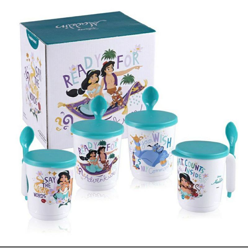 Tupperware mug / gelas aladin dengan tutup dan sendok