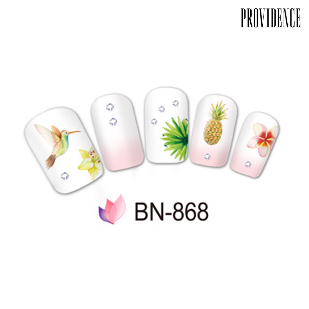 Providence Stiker Decal Transfer Air Motif Bungadaunflamingo Untuk Dekorasi Nail Artmanicure Diy