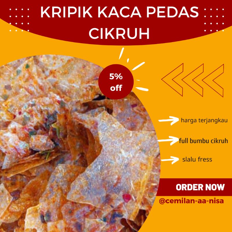 

makanan ringan keripik kripik kaca kripca pedas daun jeruk