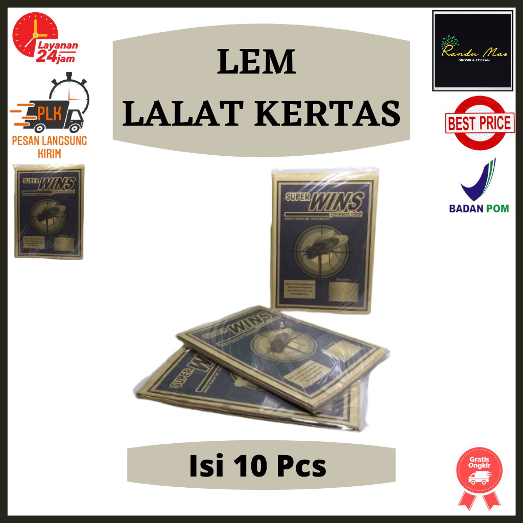 Lem Lalat Kertas Super Wins Isi 10 Lembar Perangkap Serangga Pelekat Kecoa Cicak Kutu Laron Lengket