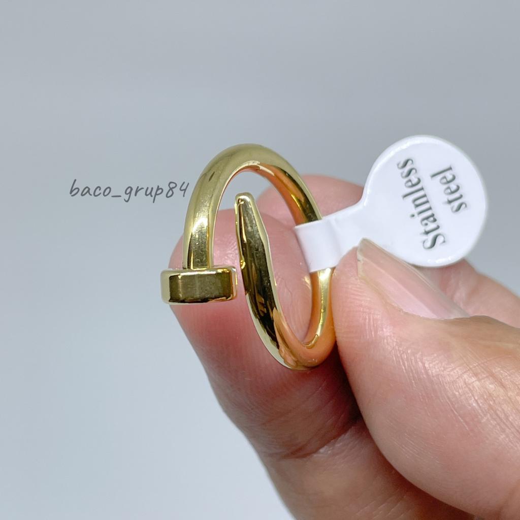 Cincin Titanium Gold Motif Snake C34 Awet lama Tidak Karatan Perhiasan