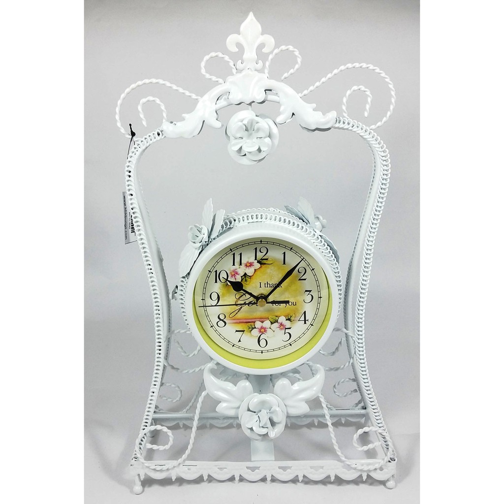 Jam Hias Meja / Standing Jam / Jam besi putih