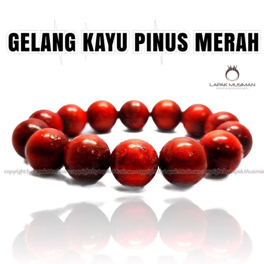 [Bayar di Tempat] Gelang Pria Wanita Kayu Pinus Merah Asli Alam Natural