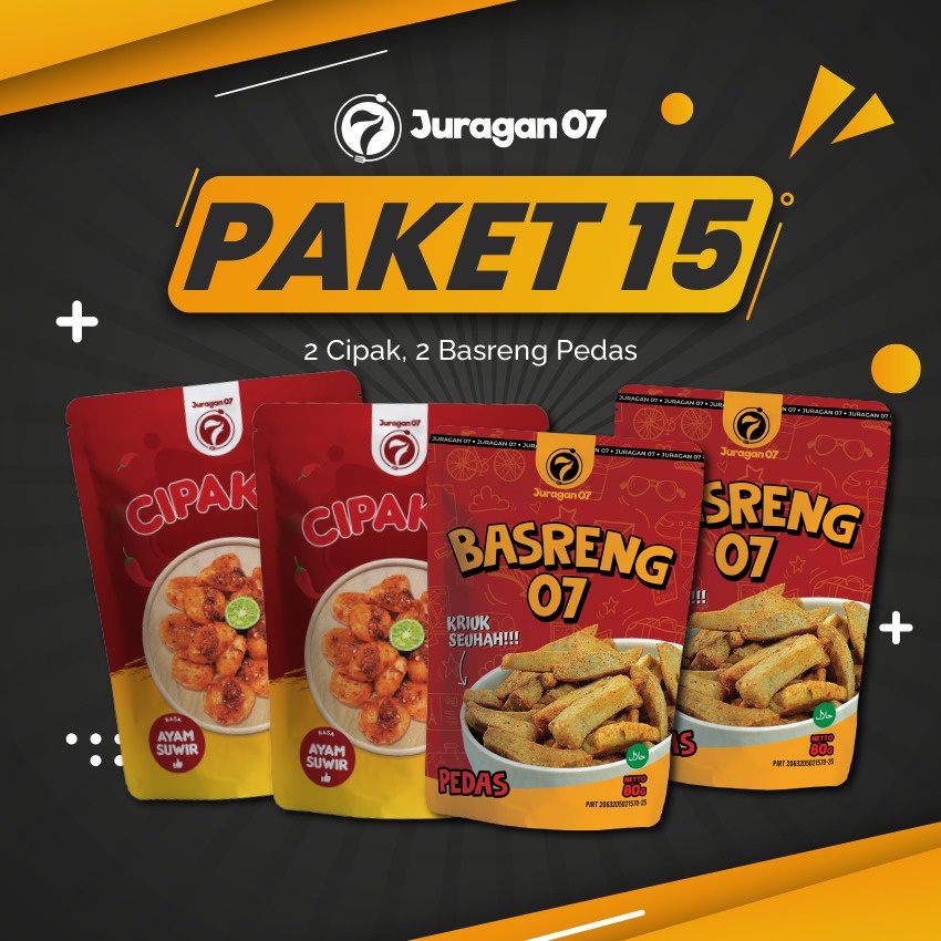 

jajanan 07. paket 15 (cipak 2, basreng premium pedas 2)
