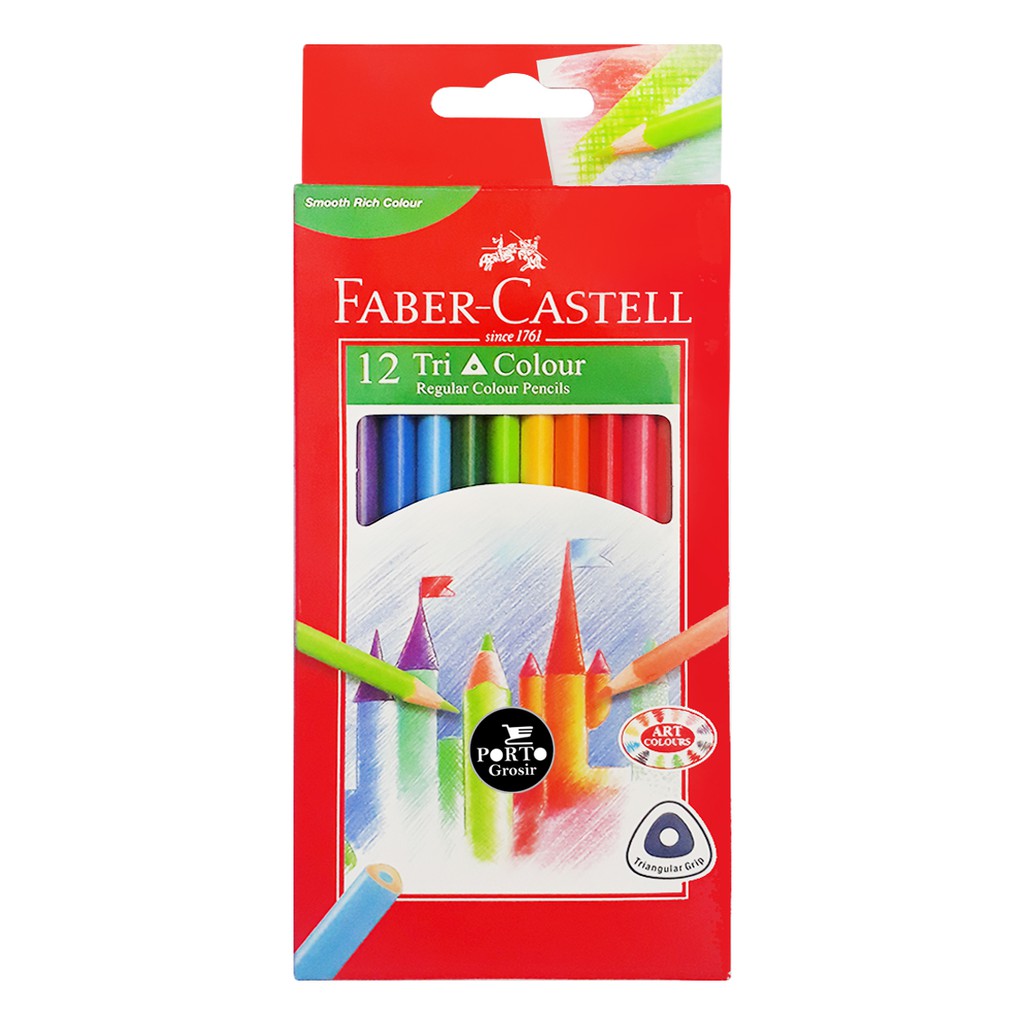 

Faber Castell 12 Tri Colour Color Pencils Triangular Grip Pensil Warna Bentuk Segitiga