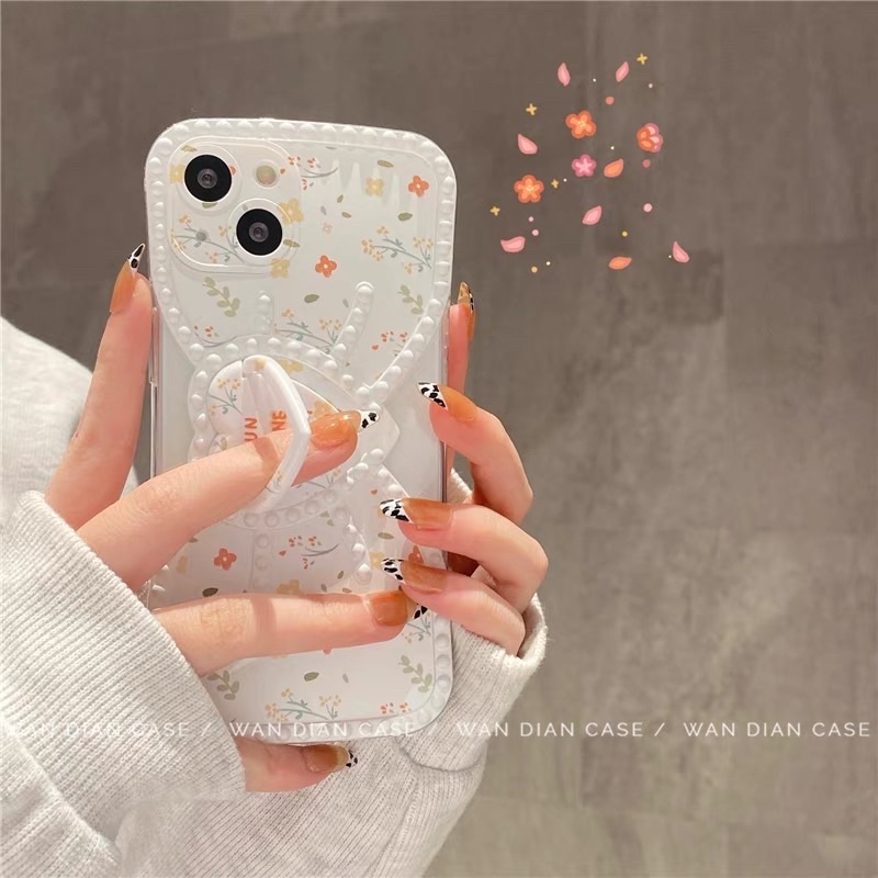 White Flower Bow Softcase Casing iphone XS XS Max XR 11 Pro Max 12 Pro Max 13 Pro Max