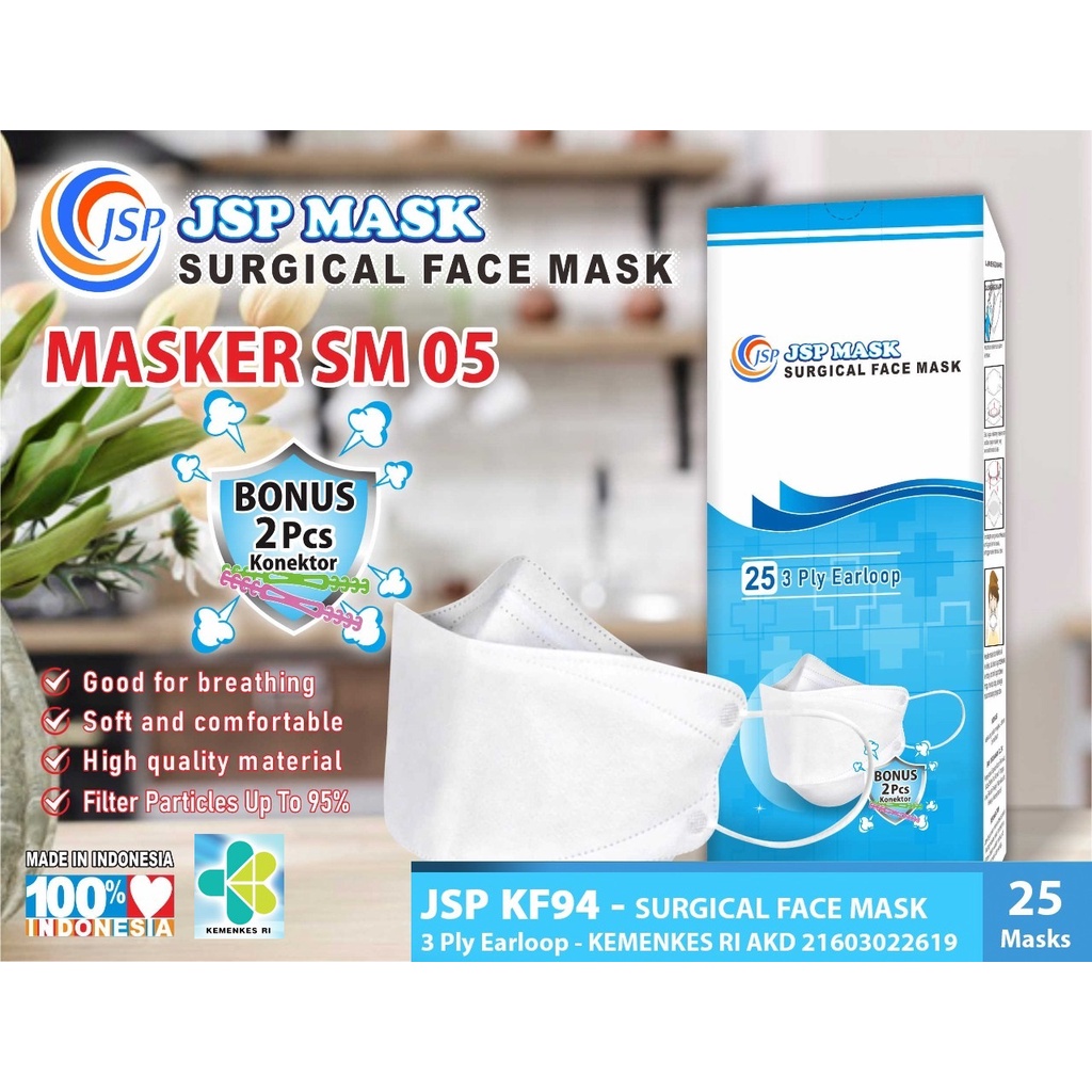 JSP Masker Medis KF94 Surgical Mask Isi 25 Pcs Putih
