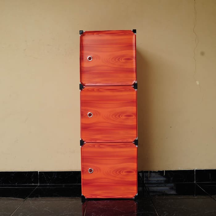 41-3 Rak 3 Susun Motif Kayu ( sepatu sandal baju mainan handuk anak )