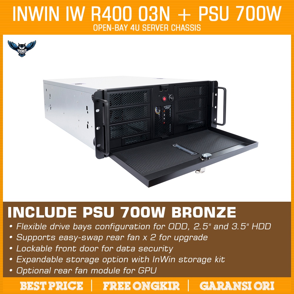 Rackmount Chassis INWIN IW-R400-03N | 700W Bronze | Open-Bay 4U Server