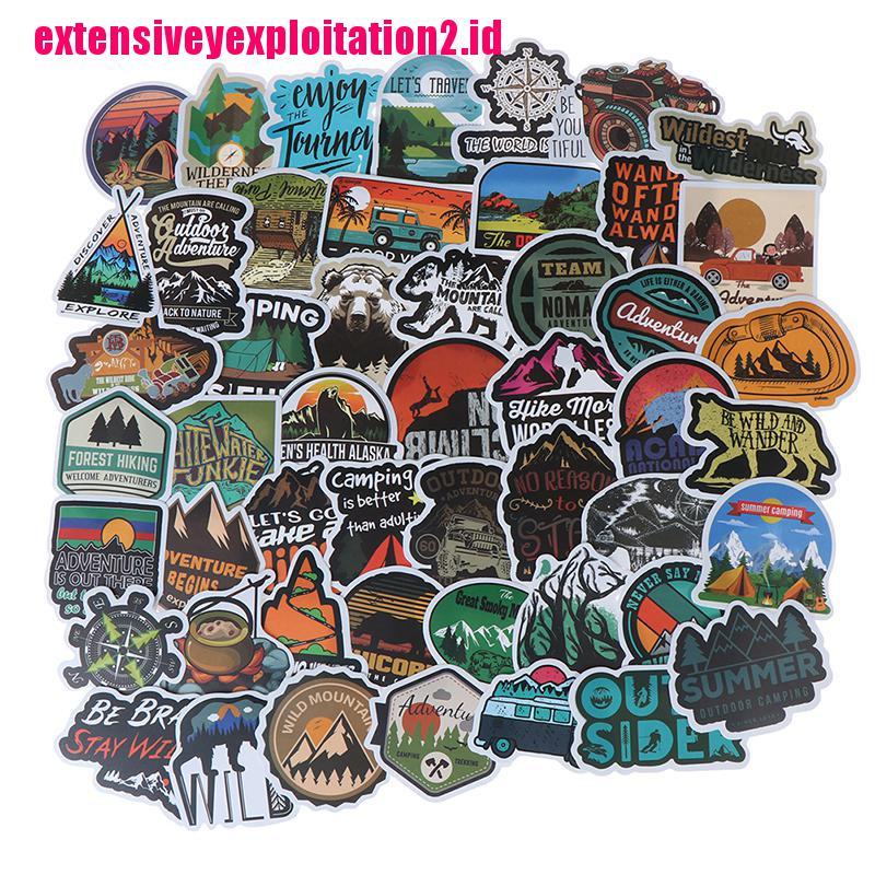 &lt; E2id &amp; &gt; 50Pcs Stiker Motif Pemandangan Untuk Dekorasi Koper / Laptop / Gitar