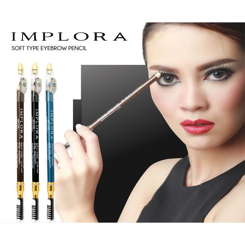 Pensil Alis IMPLORA - Eyebrow Pensil BPOM - Pensil Alis Dengan Sikat