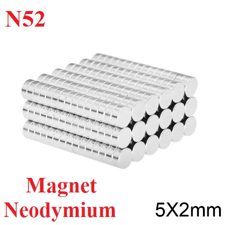 Magnet Neodymium 5x2mm 5x2 mm 5 x 2 Putih Bulat Koin N52 Neodimium Kuat Permanen