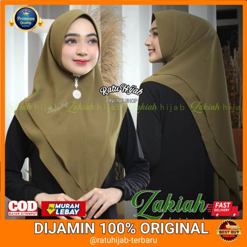 KHIMAR CERUTY PLAT RUNCING ORI ZAKIAH HIJAB SYARI /SIZE STANDAR