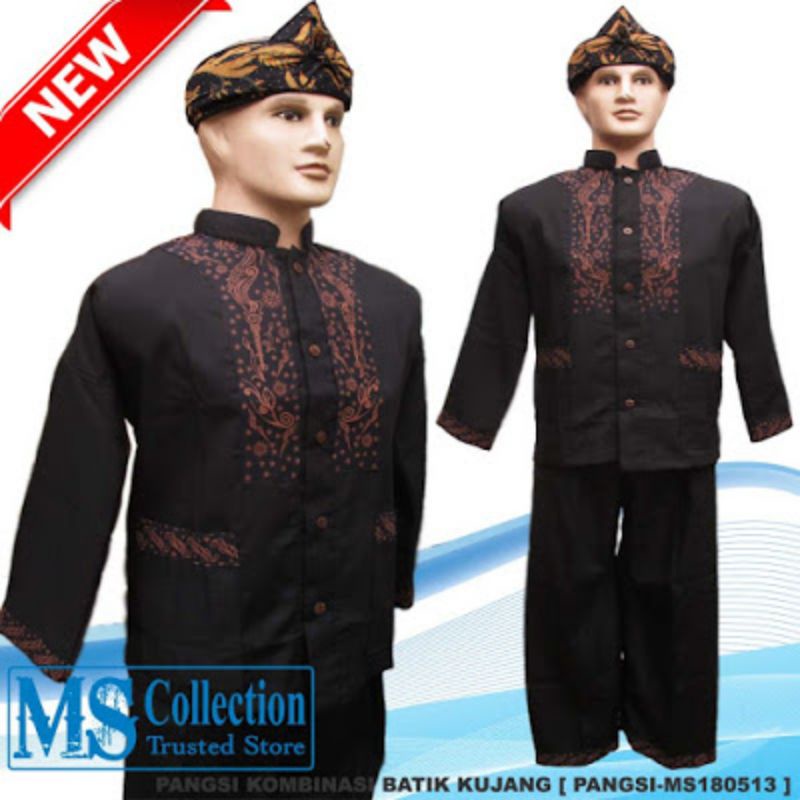 Setelan Baju Pangsi Sunda Kombinasi Batik Kujang