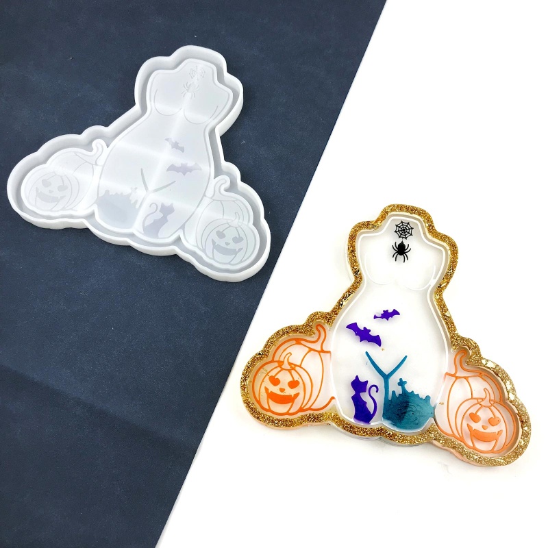 Cetakan Resin Epoksi Bahan Silikon Desain Halloween Untuk Membuat Gelas