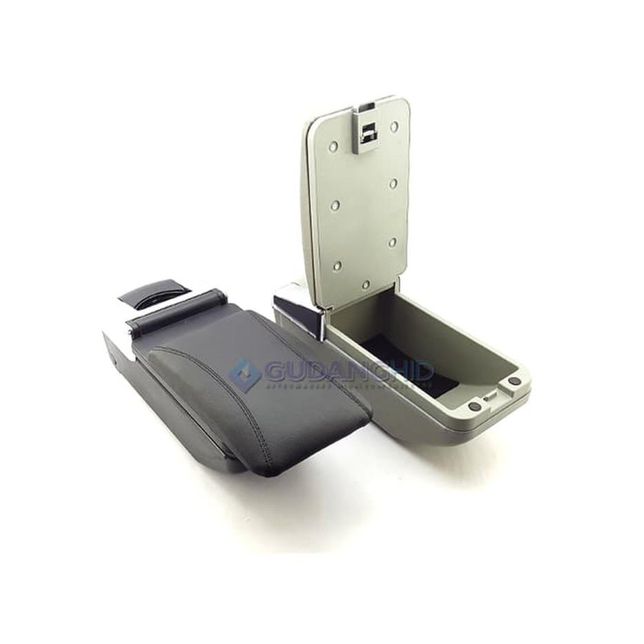 Universal Center Console Box Armrest + Leather Semua Mobil Masuk - Beige