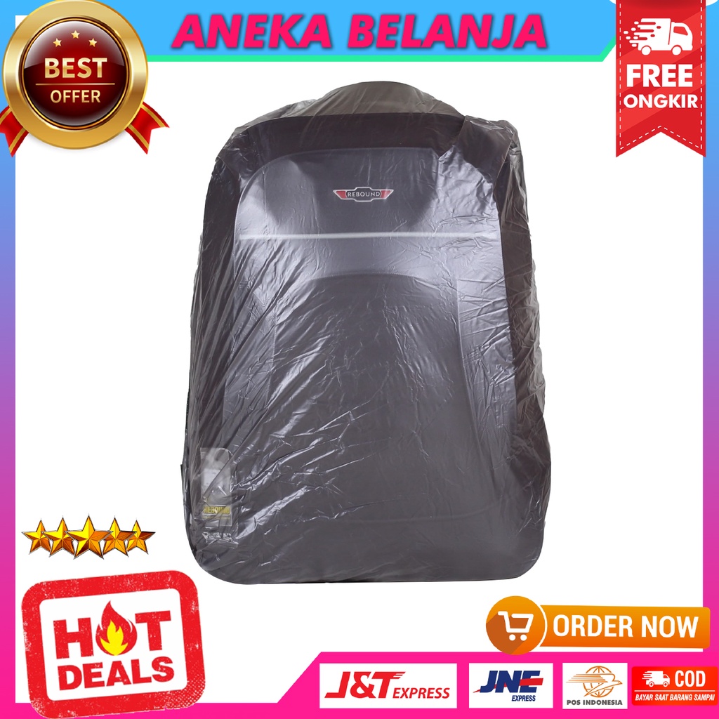 Ransel Sekolah Kerja Kuliah Model Rebound Garis Atas Silver Free Raincover Tas Backpack Berkualitas