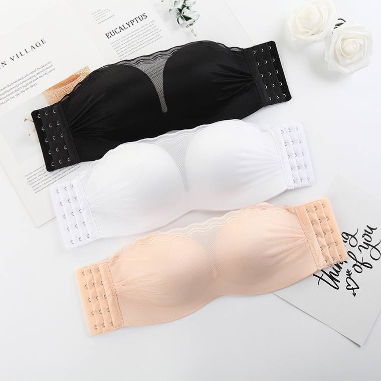 Likesun-Bra Kemben Wanita Tanpa Tali Dengan Busa / BH Kemben Brukat Import bra47