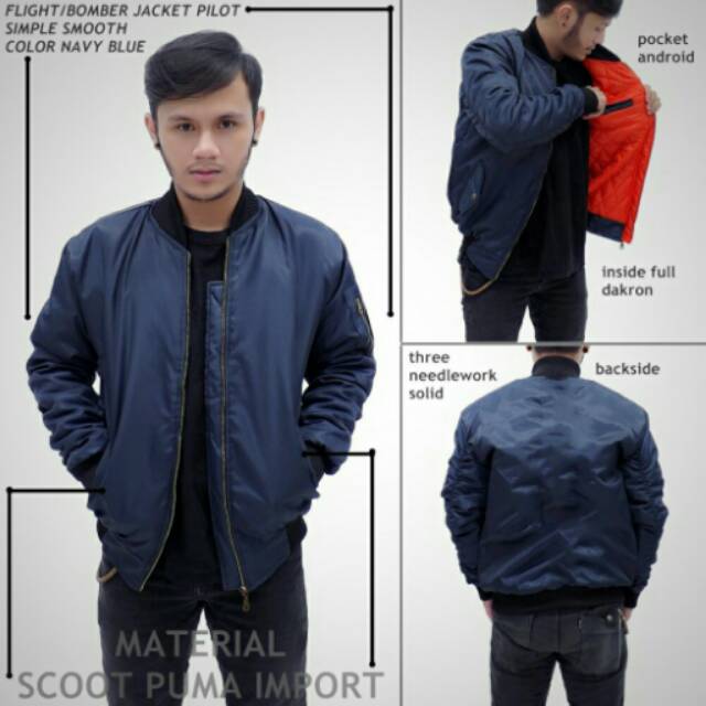 Jaket Boomber Scout Puma ' BIRU NAVY '