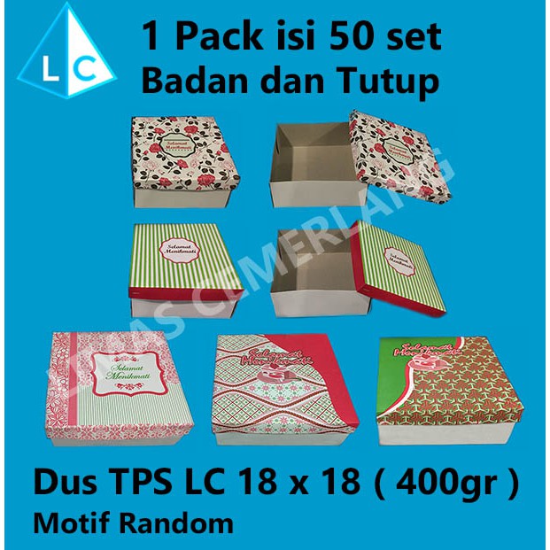

DUS TPS LC 18x18 100lbr ( Dus Kue | Dus Snack | Dus Roti ) 400gr