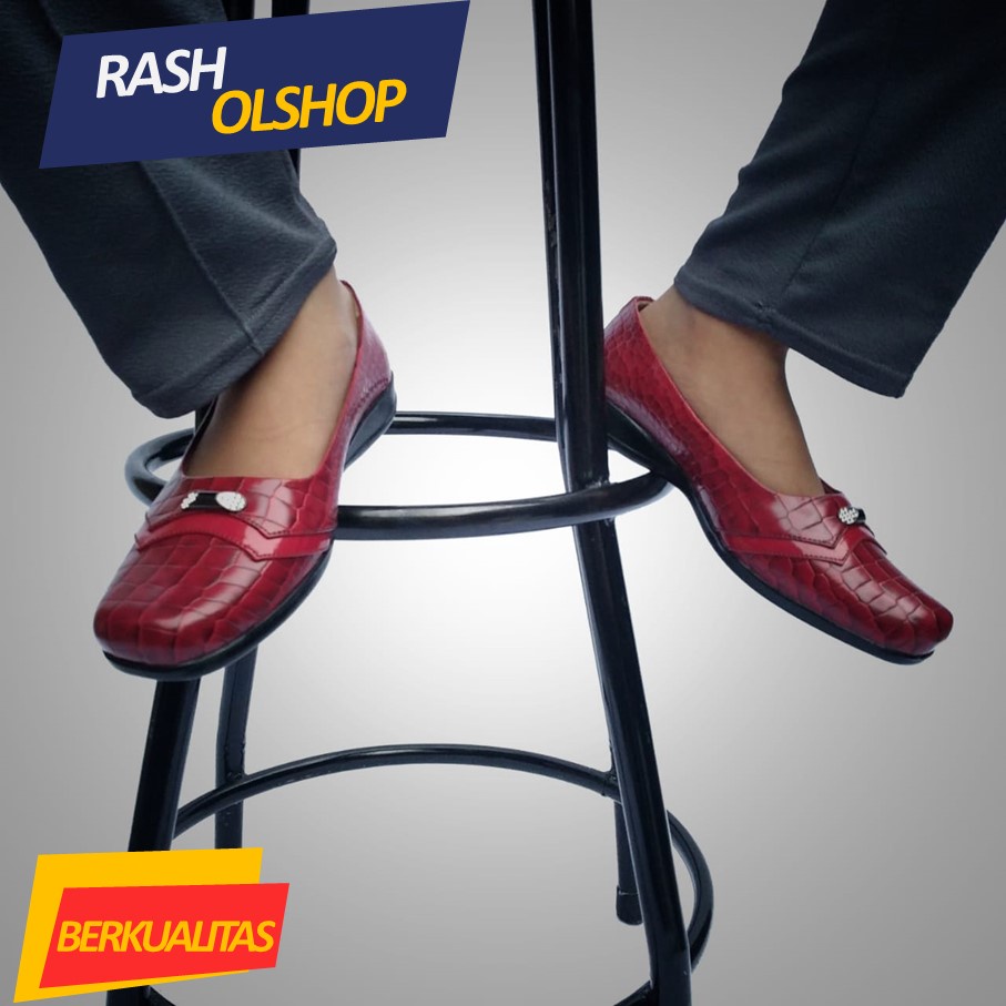 Sepatu Pantofel Kerja Wanita Kasual Formal Model FLat Sepatu Original Zagoqu Croco