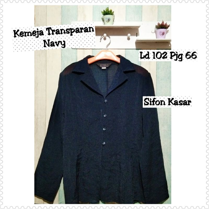 Preloved kemeja Navy transparan