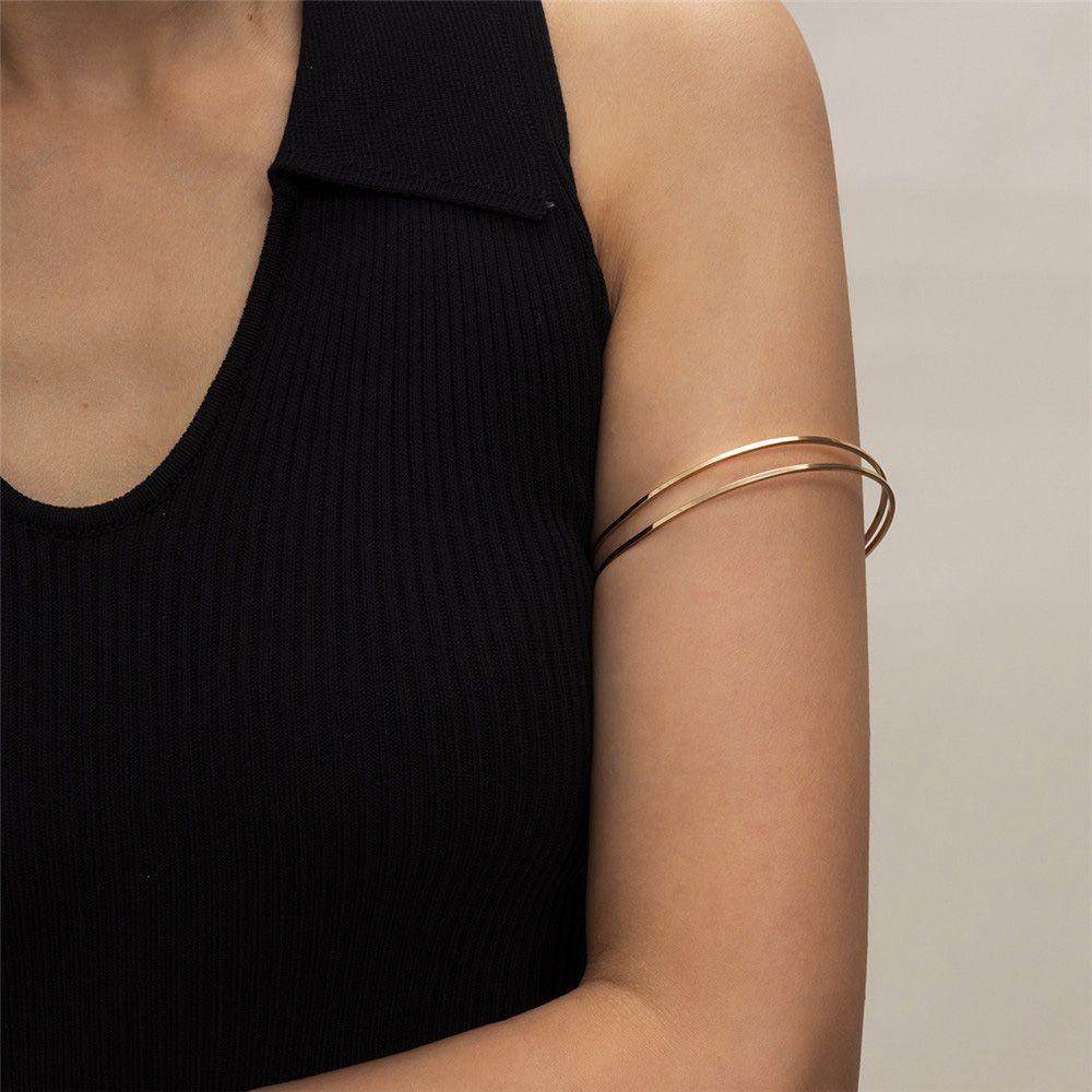 Lily Gelang Hadiah Punk Ganda C-shaped Berlebihan Bentuk Geometris