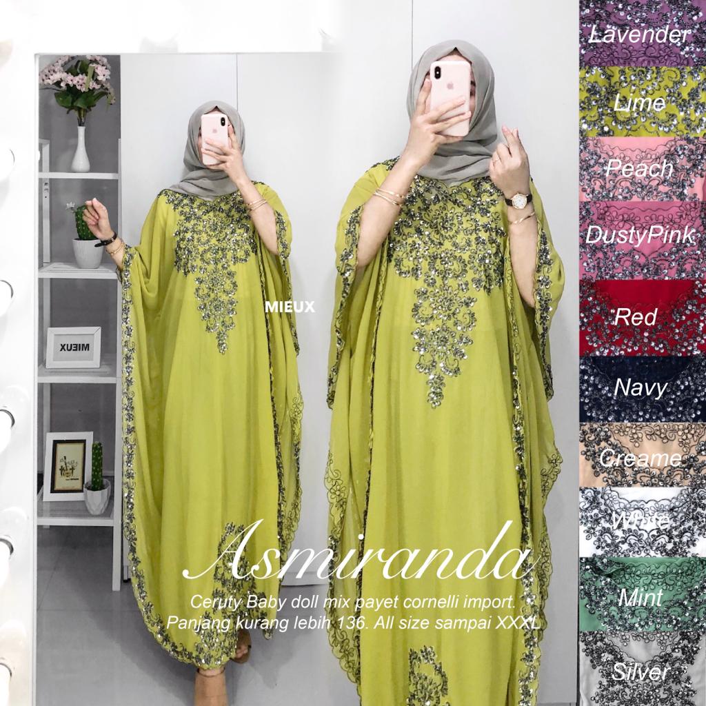 Kaftan Asmiranda Matt Babydoll Ceruty Mix Comely Import Original Miuex