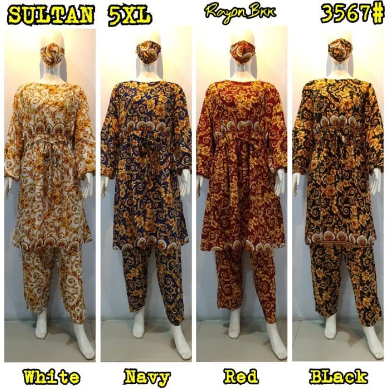 JOSJOLI_STORE/3567 Setcel Rayon/Stelan Rayon Wanita Dewasa Super Jumbo 5XL Free Masker/Busui