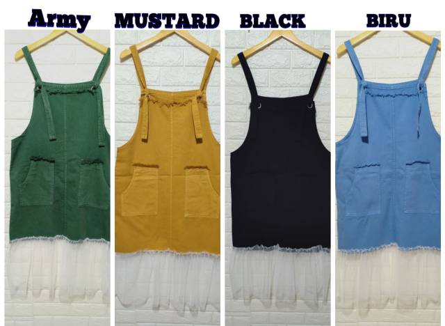 DRES OVERALL TUTU JEANS KOMBINASI TILE