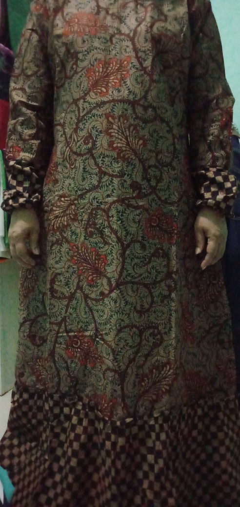 Gamis Batik Zara Genes | Baju Batik Gamis Rempel Bawah | Gamis Batik Wanita Muslimah