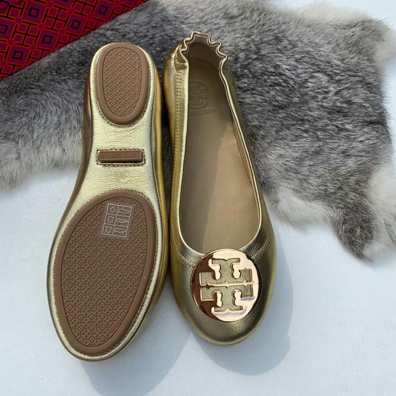 Tory Burch Leather Gold Travel Shoes minnie  STB01-16