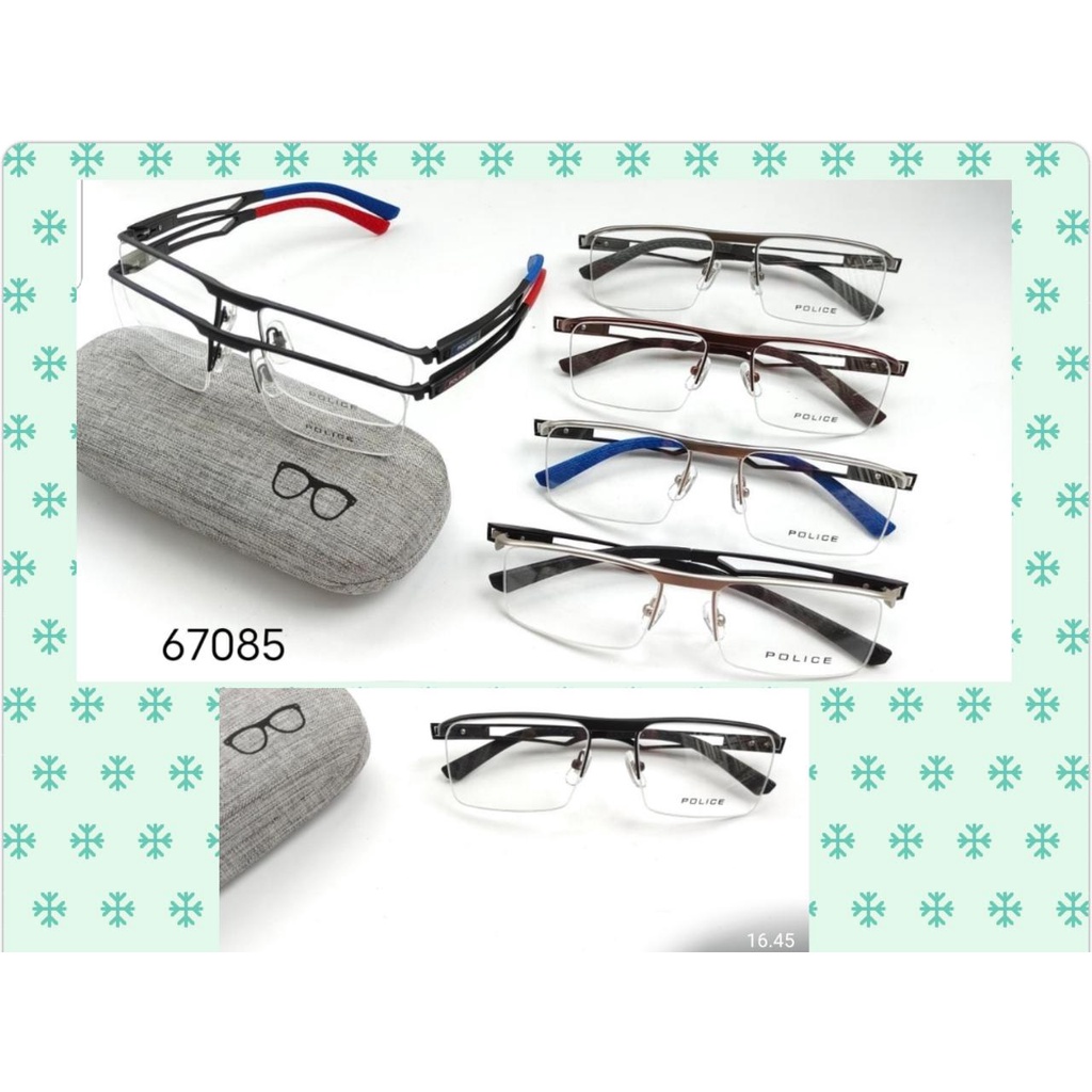 Bluecromic - Frame Kacamata Pria Sporty Police Senur Gantung Half 67085-Bisa di pasang lensa plus/mi