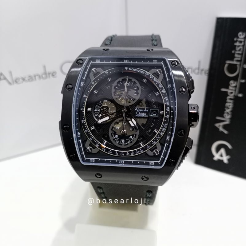 JAM TANGAN PRIA ALEXANDRE CHRISTIE AC6411 BLACK CHRONOGRAPH ORIGINAL