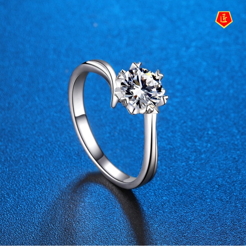 [Ready Stock]Elegant Moissanite Snowflake Twisted Opening Ring for Women