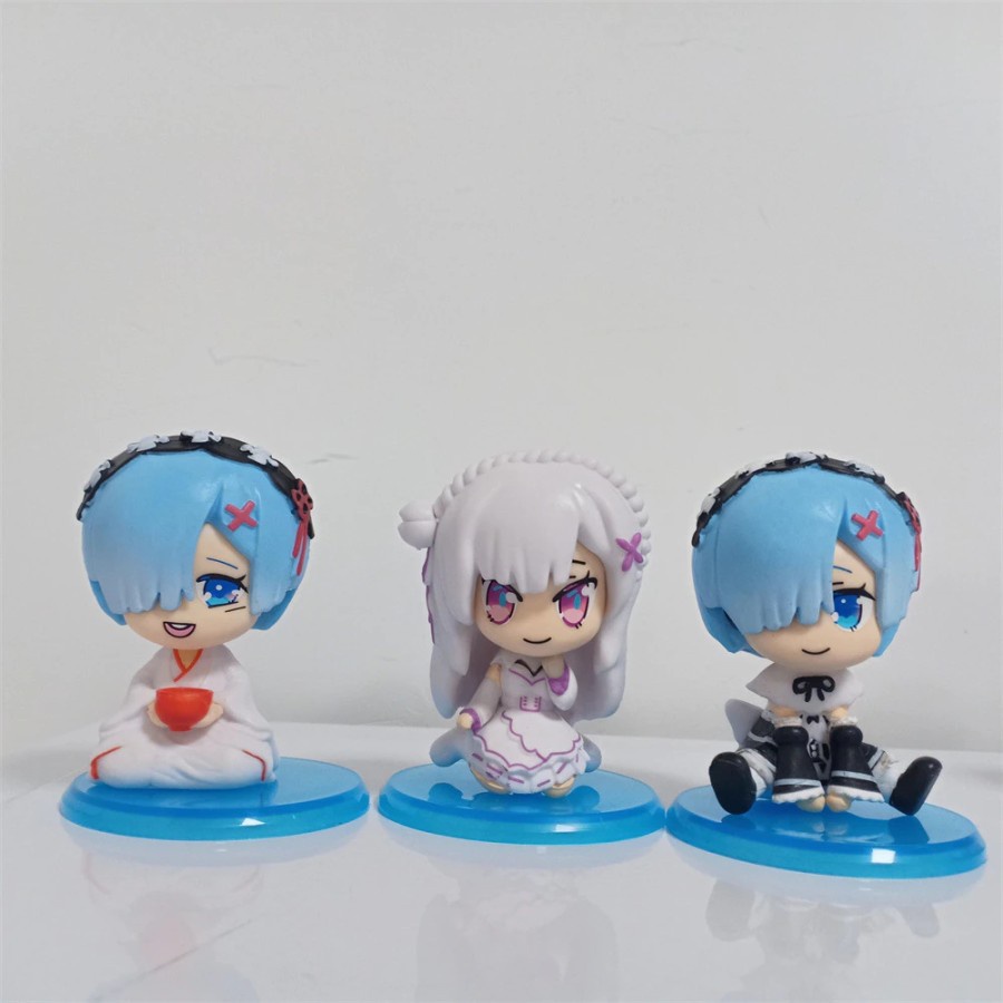 6pcs/set Anime Re:Life In A Different World From Zero Rem Ram Sitting