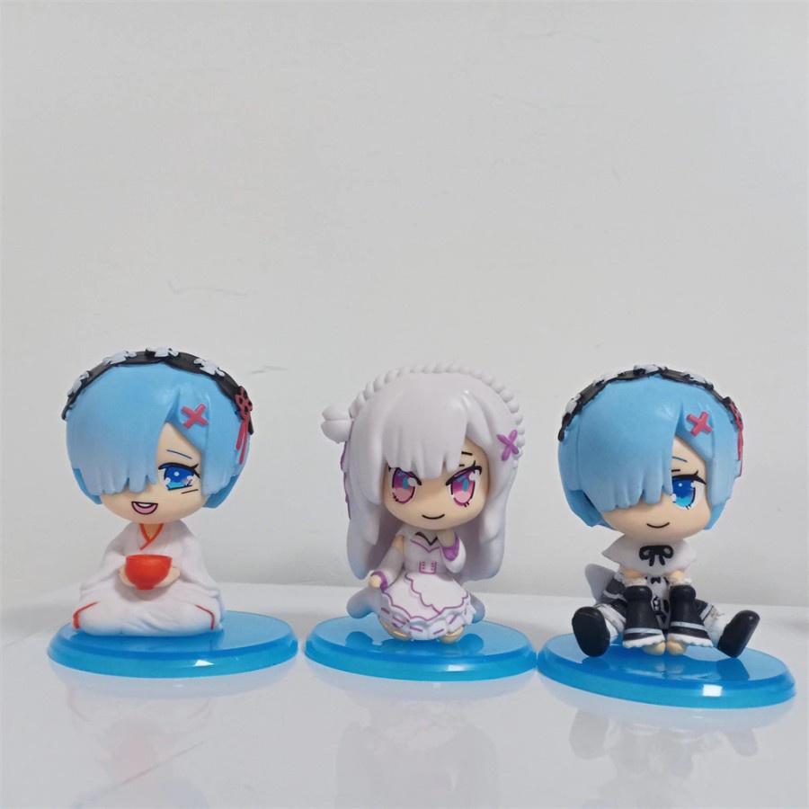 6pcs/set Anime Re:Life In A Different World From Zero Rem Ram Sitting